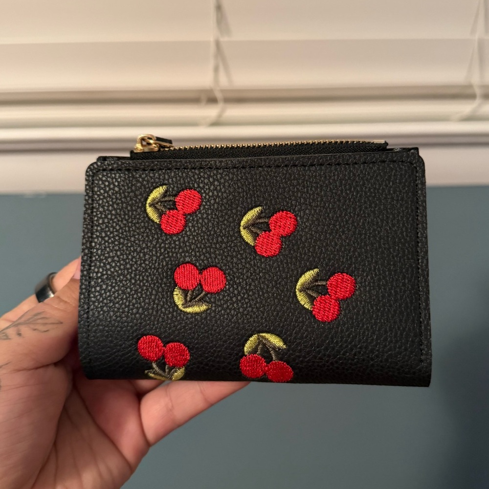Black Cherry Embroidered Women's Wallet